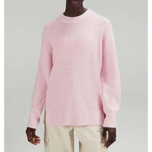 Lululemon athletica Merino Wool-Blend Ribbed Crewneck Sweater pink